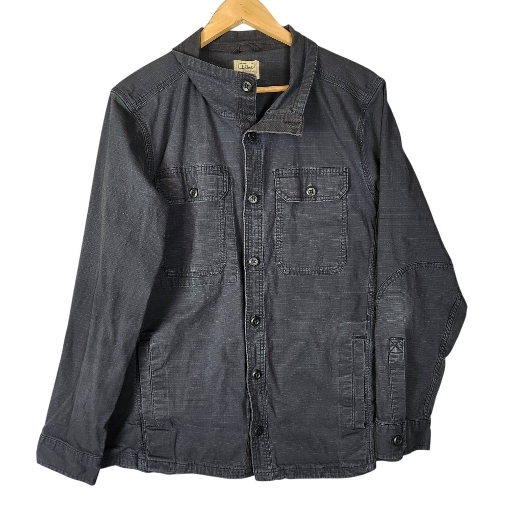 L.L. Bean Shirt Jacket Men's Large Gray Slightly Fitted‎ Utility Chore Field